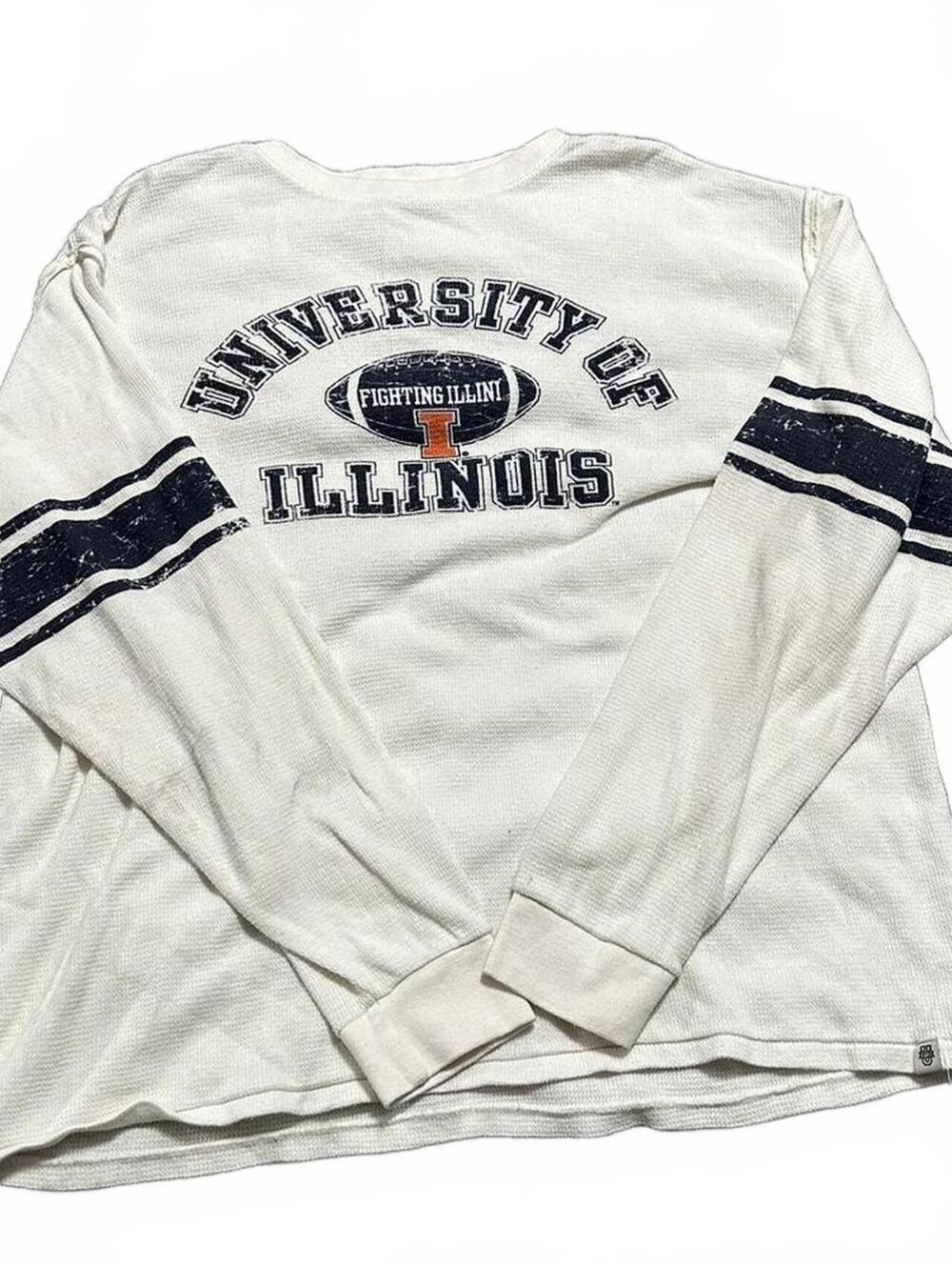University of Illinois White Waffle Kniut Long Sleeve Shirt Size XL